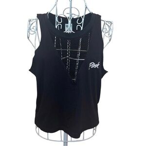 Victoria’s Secret PINK Women’s Black Mesh V insert Tank top size Medium